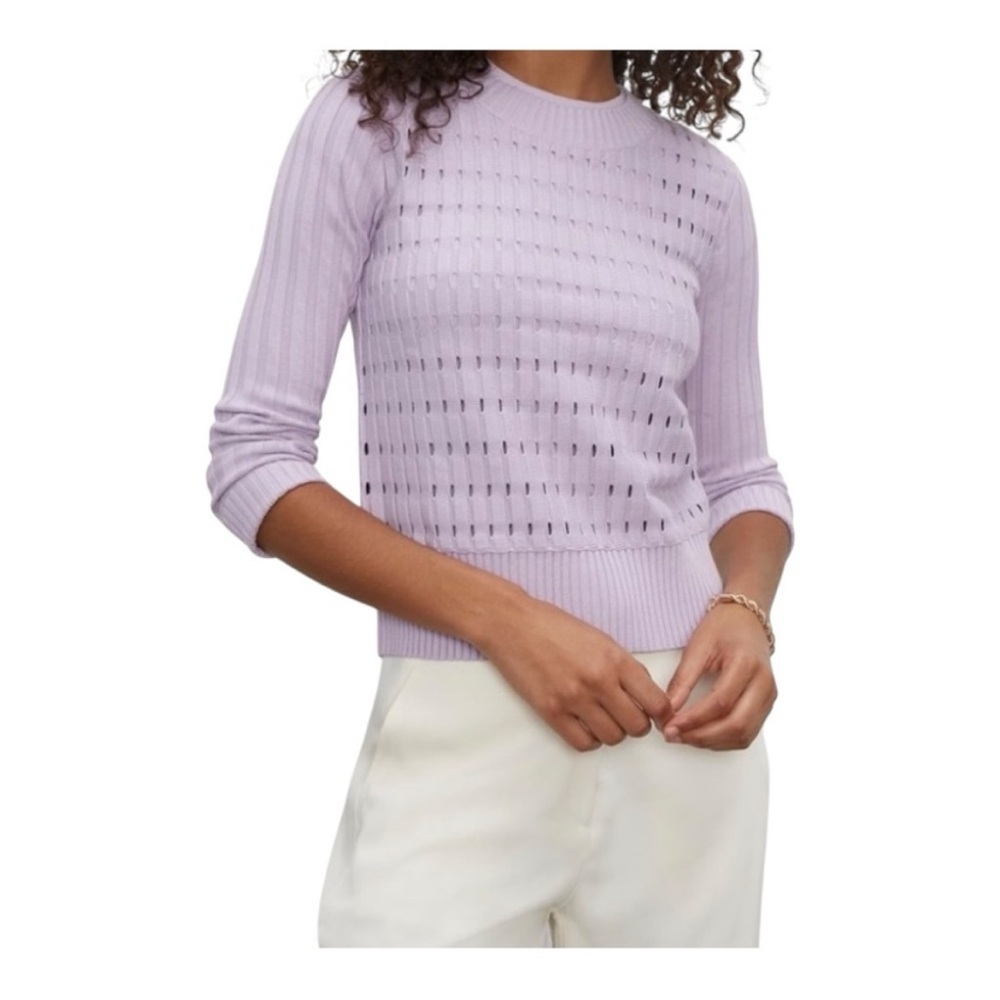 CLUB MONACO Lilac Ribbed Knit Sweater